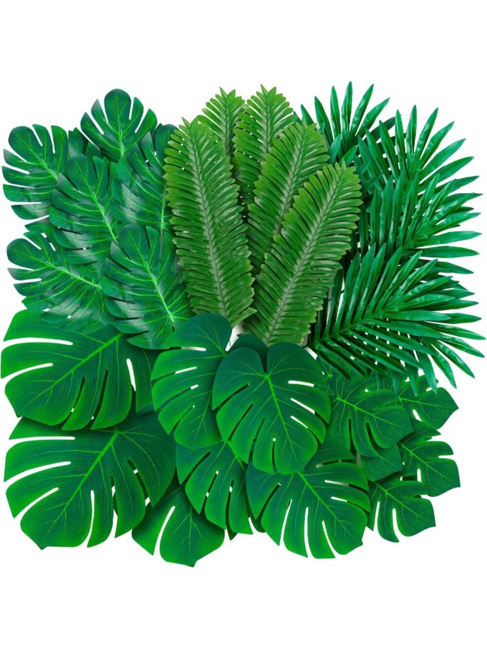 New 108 Pack Palm Leaves Artificial Tropical Monstera